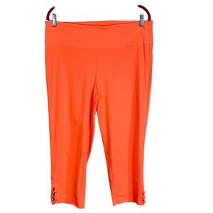 Counterparts Classic Coral Capris Gold Metal Accents Cropped Pull on Style SZ LG